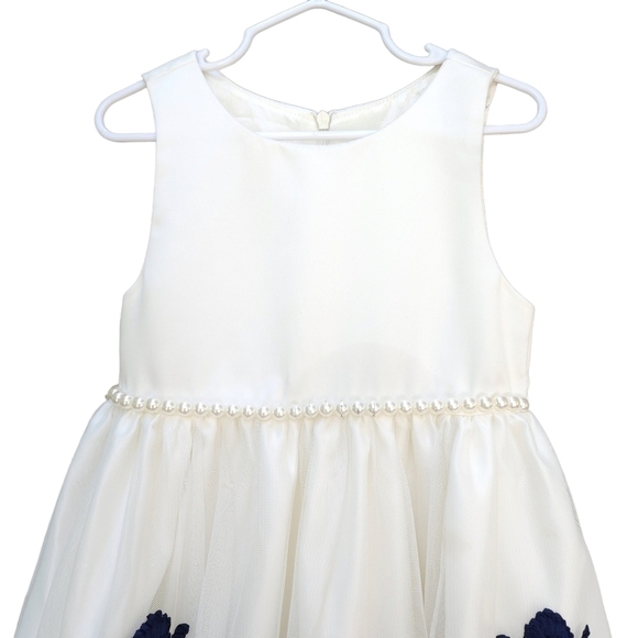 American Princess White /Navy Velvet Formal Dress 5 - Picture 7 of 9